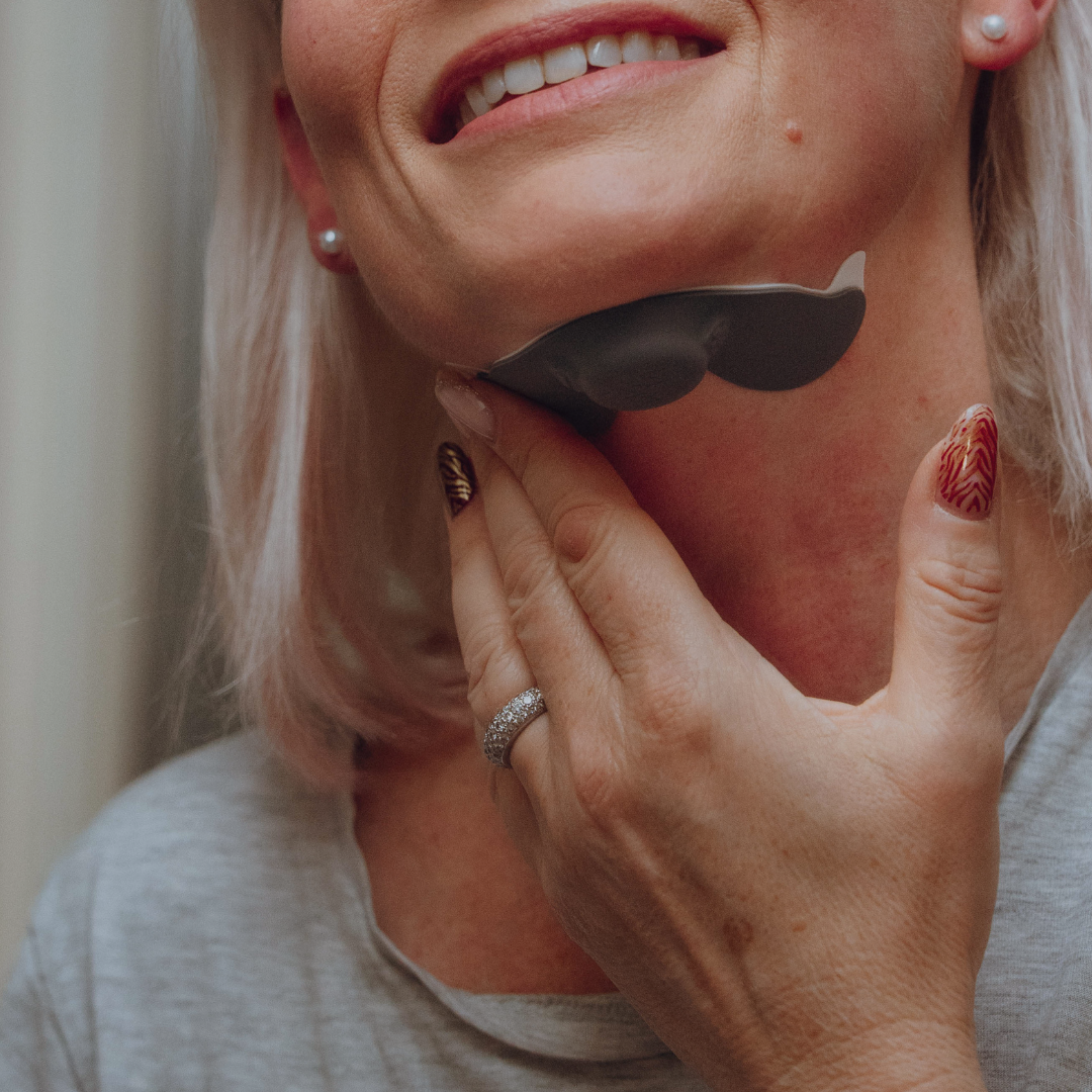 Zeus anti-snoring device close up on female user